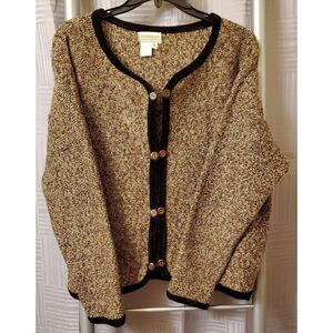 Womens Small Coldwater Creek‎ Brown Button Up Sweater Cardigan